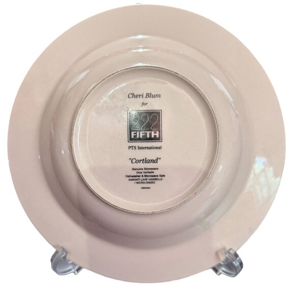 Cheri Blum 222 Fifth Cortland Rimmed Pasta Bowl 9" Round Stoneware Plums Tuscan* - Picture 2 of 5